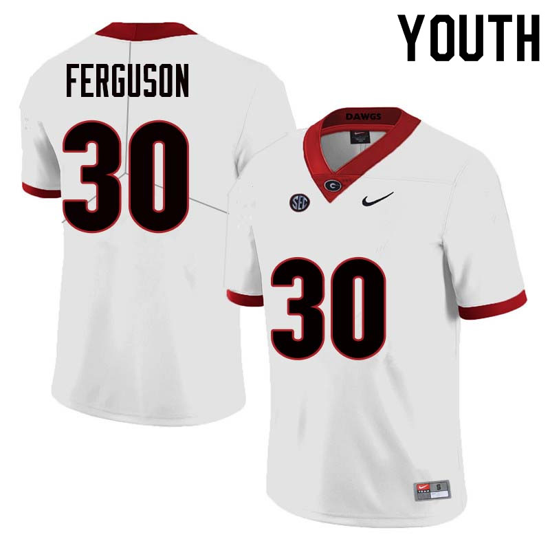 Youth Georgia Bulldogs #30 Ed Ferguson College Football Jerseys Sale-White - Click Image to Close